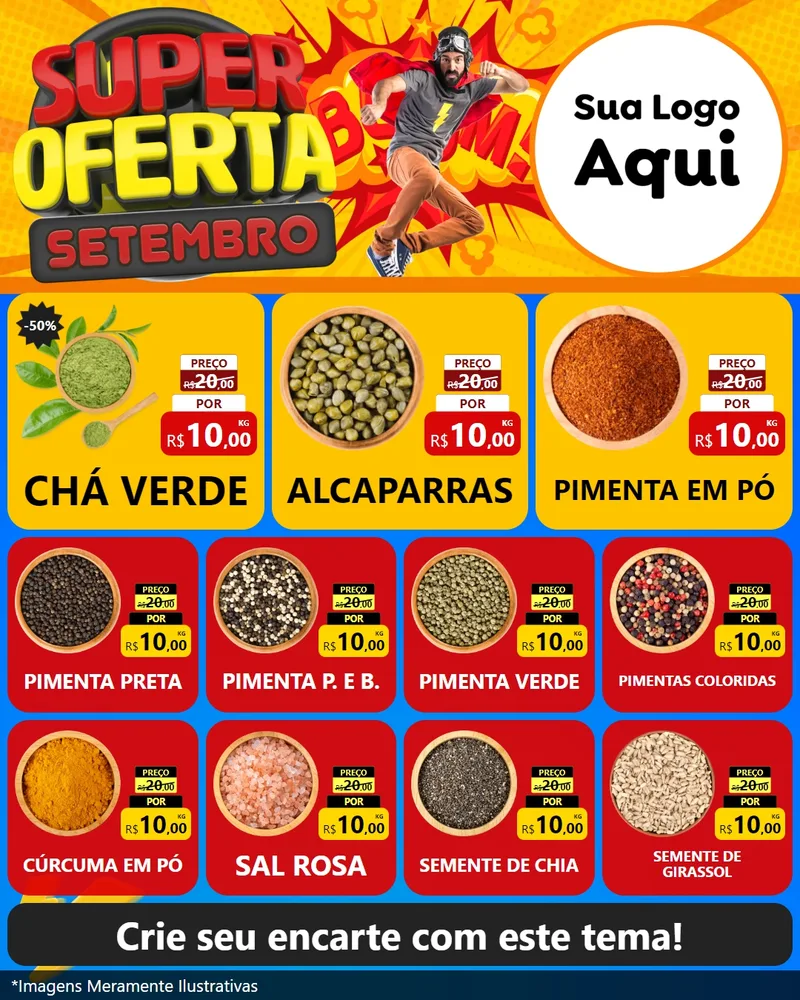 Modelo de Rede Social para Feed Instagram com o tema Super Oferta Setembro para Produtos Naturais
