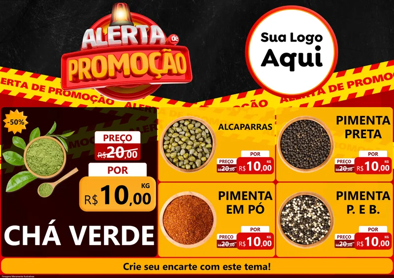 Modelo de Encarte para Encarte A4 Horizontal com o tema Alerta de Promoção para Produtos Naturais