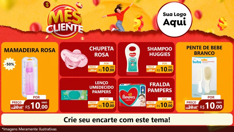 Modelo de TV para TV Horizontal com o tema Mês do Cliente para Bebês