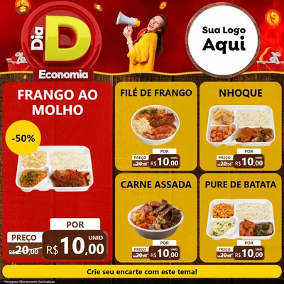 Modelo de Rede Social para Feed Facebook com o tema Dia D Economia para Restaurante