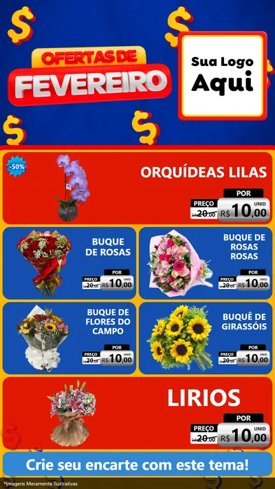 Modelo de TV para TV Vertical com o tema Ofertas de Fevereiro para Floricultura e jardim