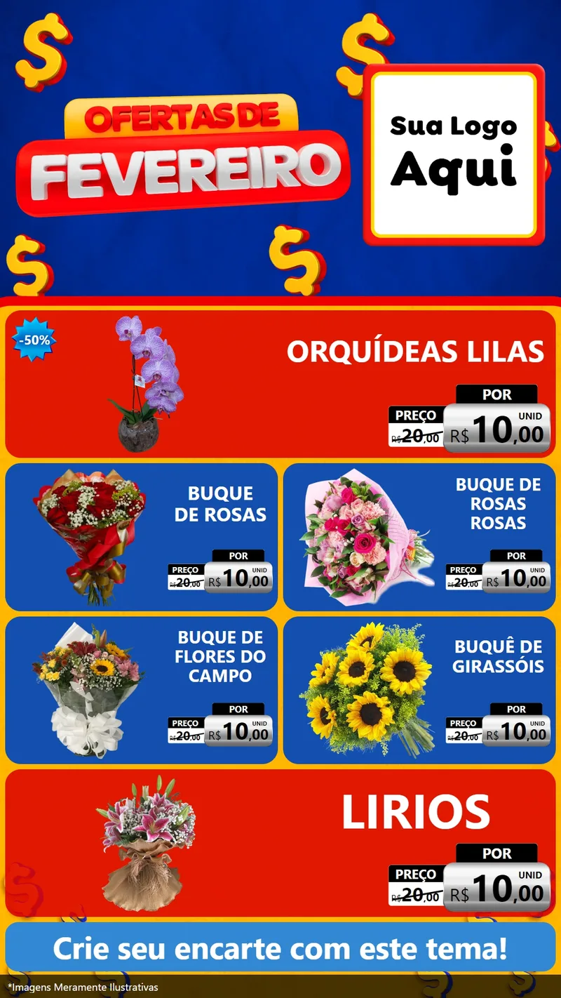 Modelo de TV para TV Vertical com o tema Ofertas de Fevereiro para Floricultura e jardim