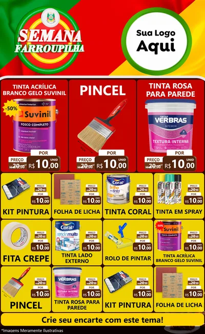 Modelo de Encarte para Encarte Grande com o tema Semana Farroupilha para Tintas e Ferramentas