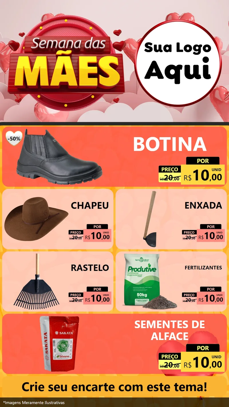 Modelo de TV para TV Vertical com o tema Semana das Mães para Agropecuária