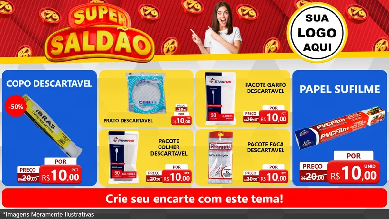 Modelo de TV para TV Horizontal com o tema Super Saldão para Embalagens