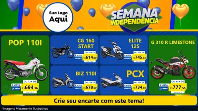 Modelo de TV para TV Horizontal com o tema Semana da Independência para Concessionaria de Motos