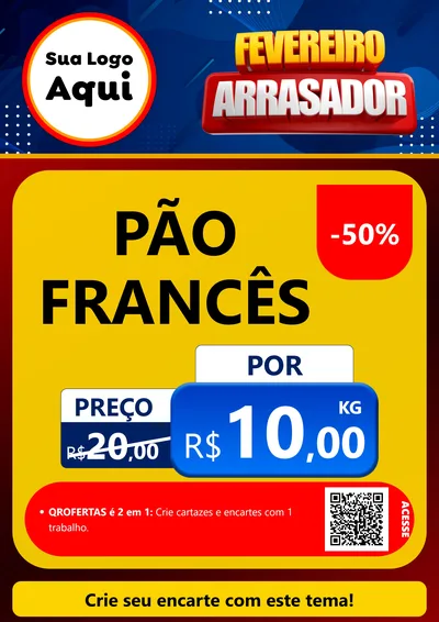Modelo de Cartaz para Cartaz A4 Vertical com o tema Fevereiro Arrasador para Padaria