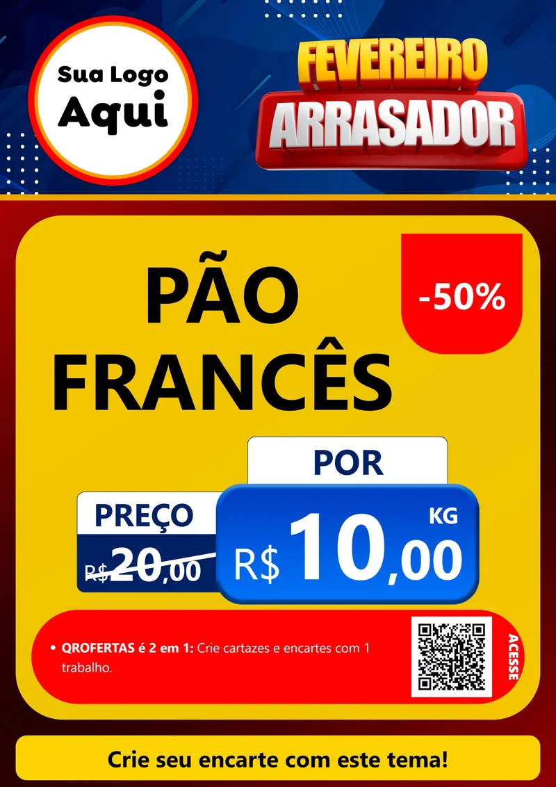 Modelo de Cartaz para Cartaz A4 Vertical com o tema Fevereiro Arrasador para Padaria