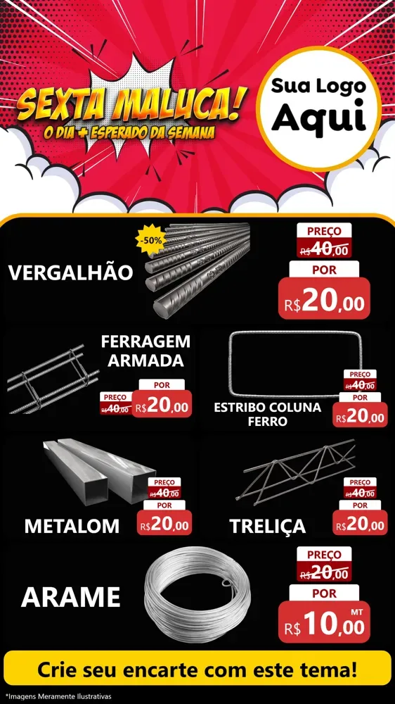 Modelo de TV para TV Vertical com o tema Sexta Maluca! para Ferragens