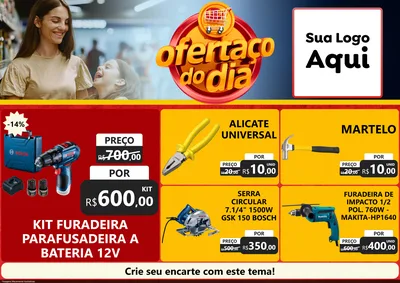 Modelo de Encarte para Encarte A4 Horizontal com o tema Ofertaço Do Dia para Maquinas e Ferramentas