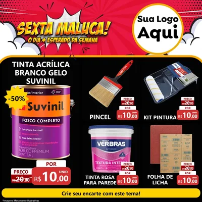 Modelo de Rede Social para Feed Facebook com o tema Sexta Maluca! para Tintas e Ferramentas