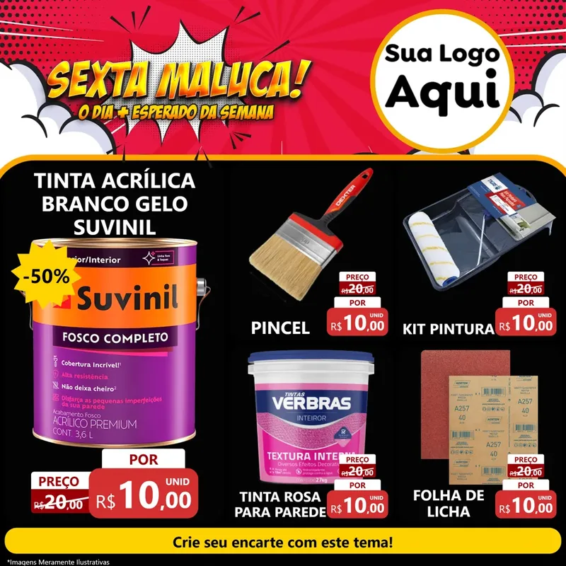 Modelo de Rede Social para Feed Facebook com o tema Sexta Maluca! para Tintas e Ferramentas