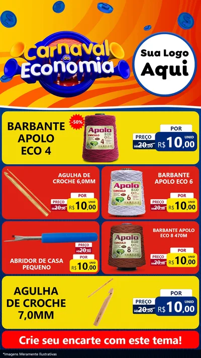 Modelo de TV para TV Vertical com o tema Carnaval da Economia para Armarinho e Aviamentos