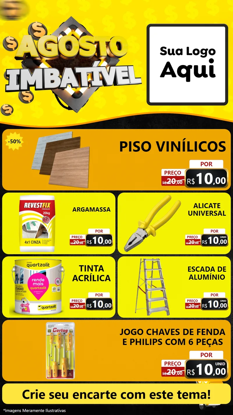Modelo de TV para TV Vertical com o tema Agosto Imbatível para Material para Construção