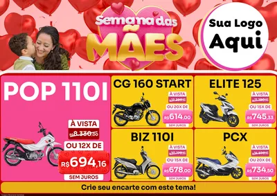Modelo de Encarte para Encarte A4 Horizontal com o tema Semana Das Mães para Concessionaria de Motos