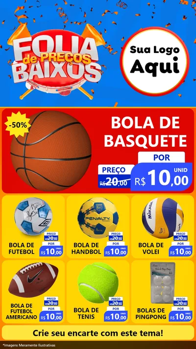 Modelo de Rede Social para Stories com o tema Folia de Preços Baixos para Artigos Esportivos