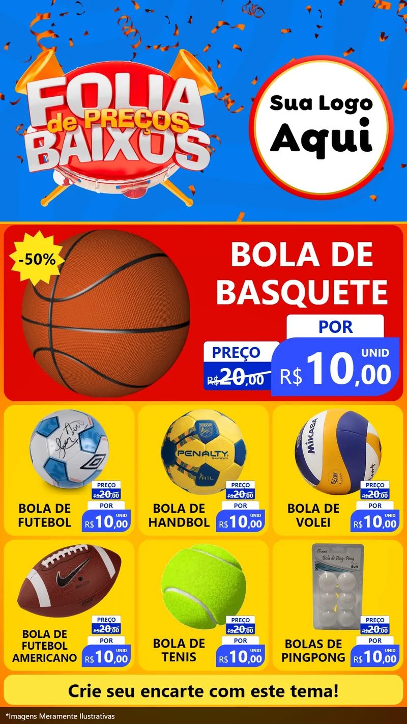Modelo de Rede Social para Stories com o tema Folia de Preços Baixos para Artigos Esportivos