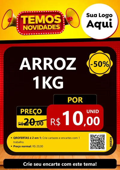 Modelo de Cartaz para Cartaz A4 Vertical com o tema Temos Novidades para Supermercado