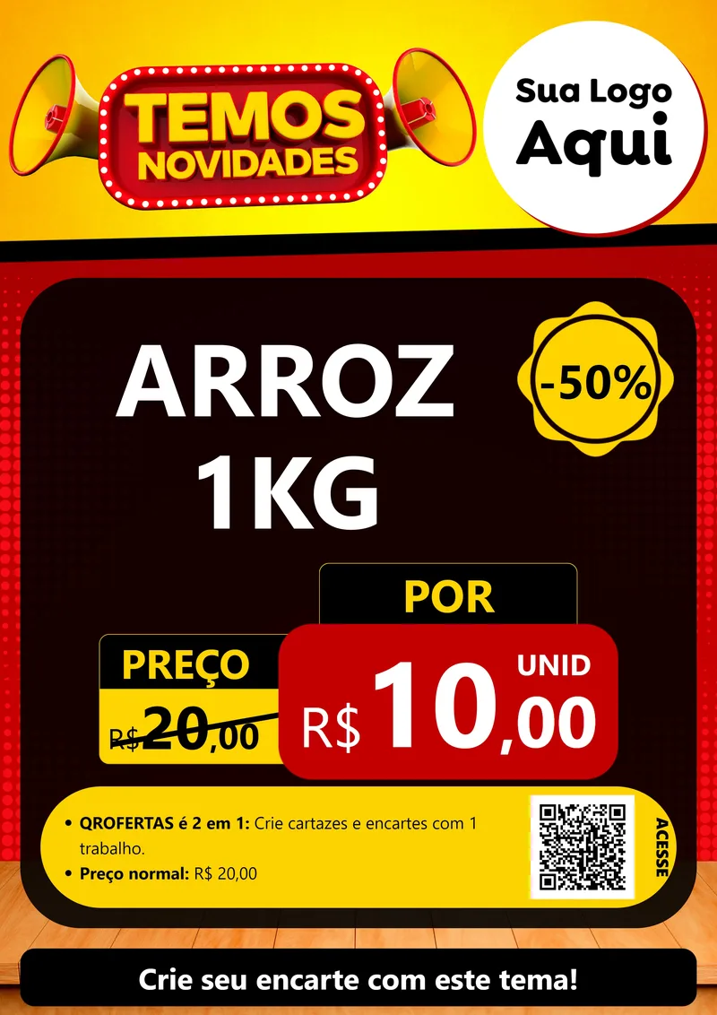 Modelo de Cartaz para Cartaz A4 Vertical com o tema Temos Novidades para Supermercado
