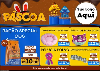 Modelo de Encarte para Encarte A4 Horizontal com o tema Páscoa para Pet Shop