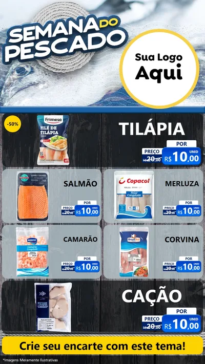 Modelo de TV para TV Vertical com o tema Semana do Pescado para Peixaria