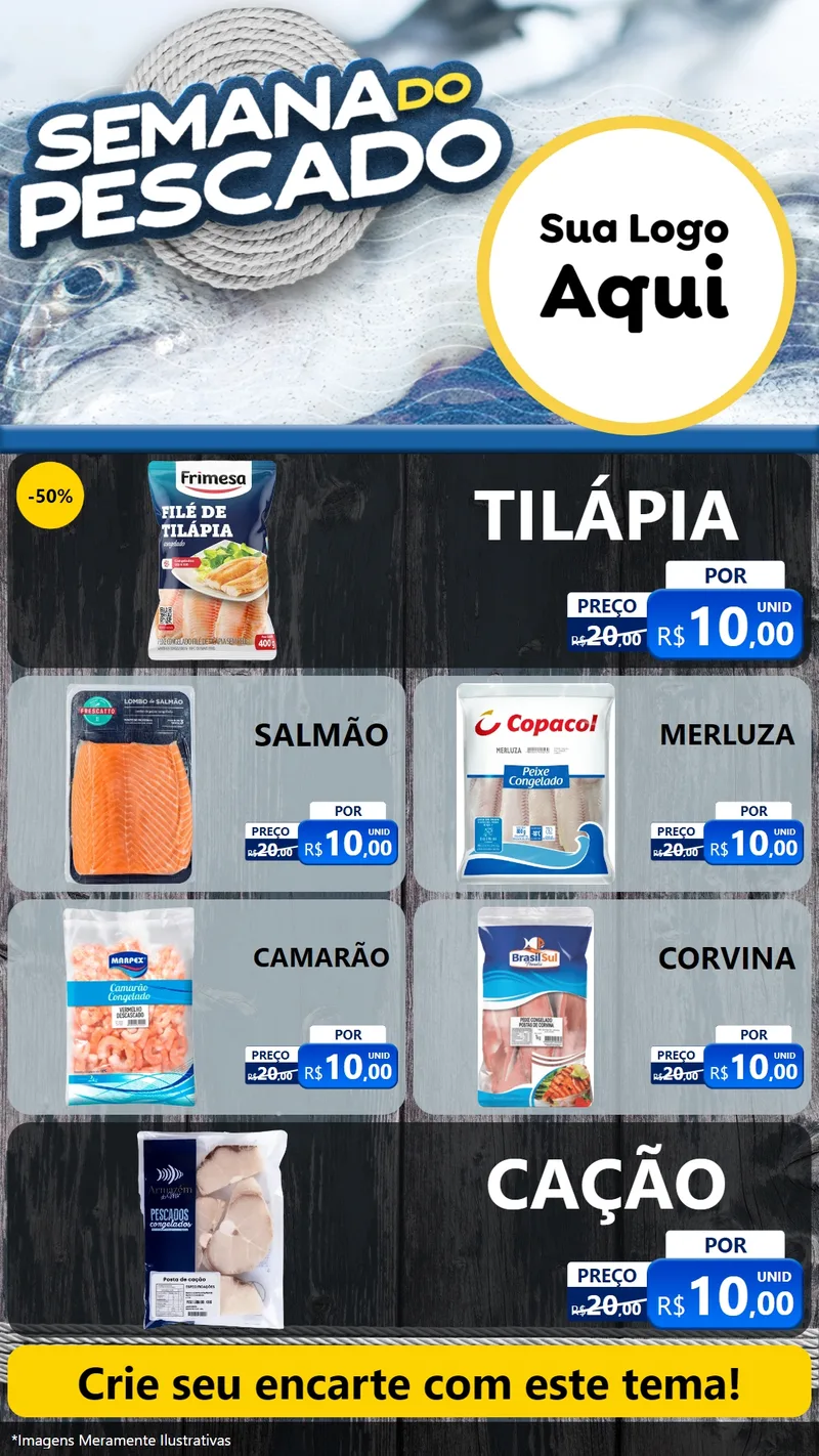 Modelo de TV para TV Vertical com o tema Semana do Pescado para Peixaria