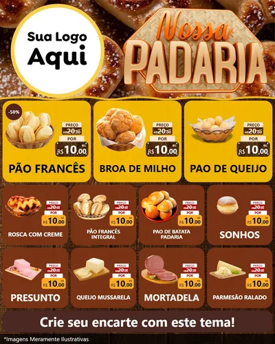 Modelo de Rede Social para Feed Instagram com o tema Nossa Padaria para Padaria