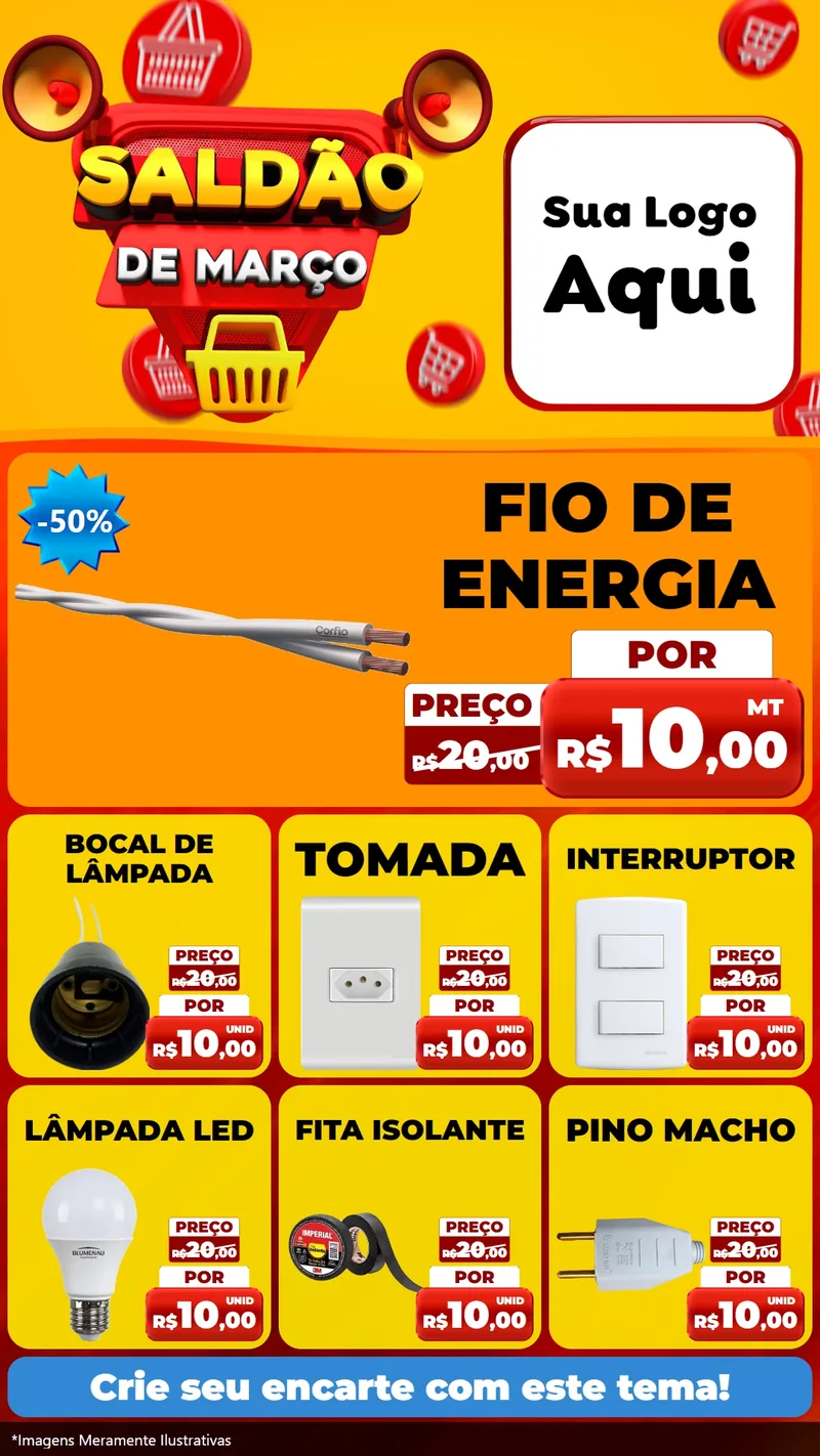 Modelo de Rede Social para Stories com o tema Saldão de Março para Materiais Elétricos