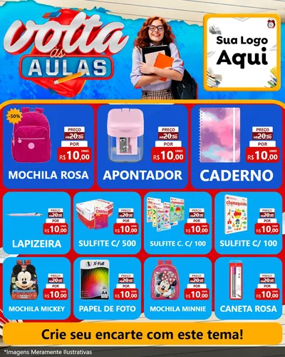 Modelo de Rede Social para Feed Instagram com o tema Volta às Aulas para Papelaria