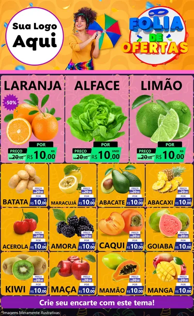 Modelo de Encarte para Encarte Grande com o tema Folia de Ofertas para Hortifrúti
