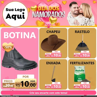 Modelo de Rede Social para Feed Facebook com o tema Dia dos Namorados para Agropecuária