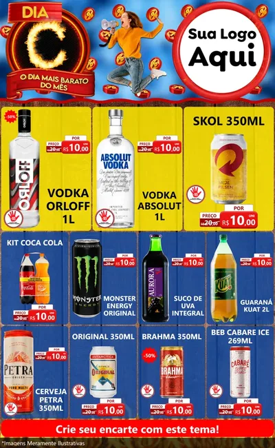 Modelo de Encarte para Encarte Grande com o tema Dia C - O Dia Mais Barato Do Mês para Distribuidora de bebidas