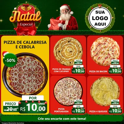 Modelo de Rede Social para Feed Facebook com o tema Natal Especial para Pizzaria