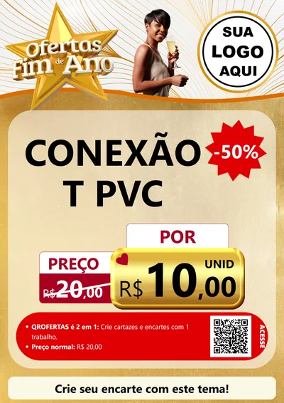 Modelo de Cartaz para Cartaz A4 Vertical com o tema Ofertas Fim de Ano para Tubos e conexões