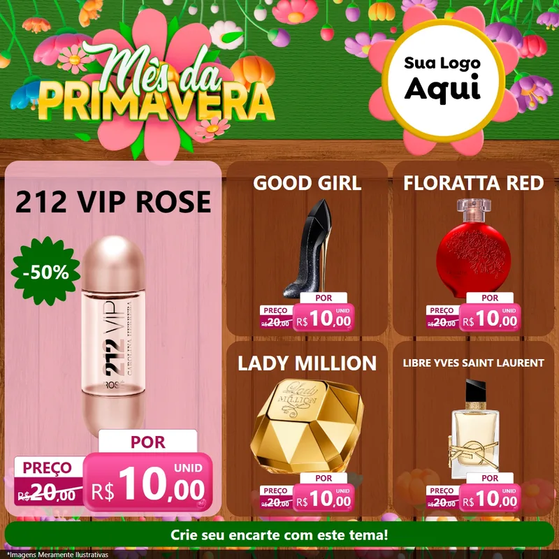 Modelo de Rede Social para Feed Facebook com o tema Mês da Primavera para Perfumes