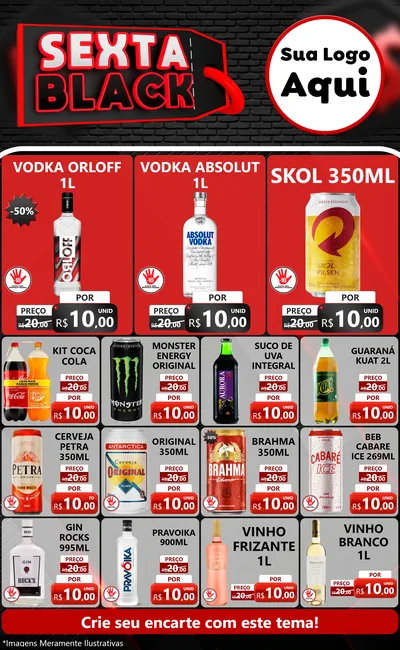 Modelo de Encarte para Encarte Grande com o tema Sexta Black para Distribuidora de bebidas