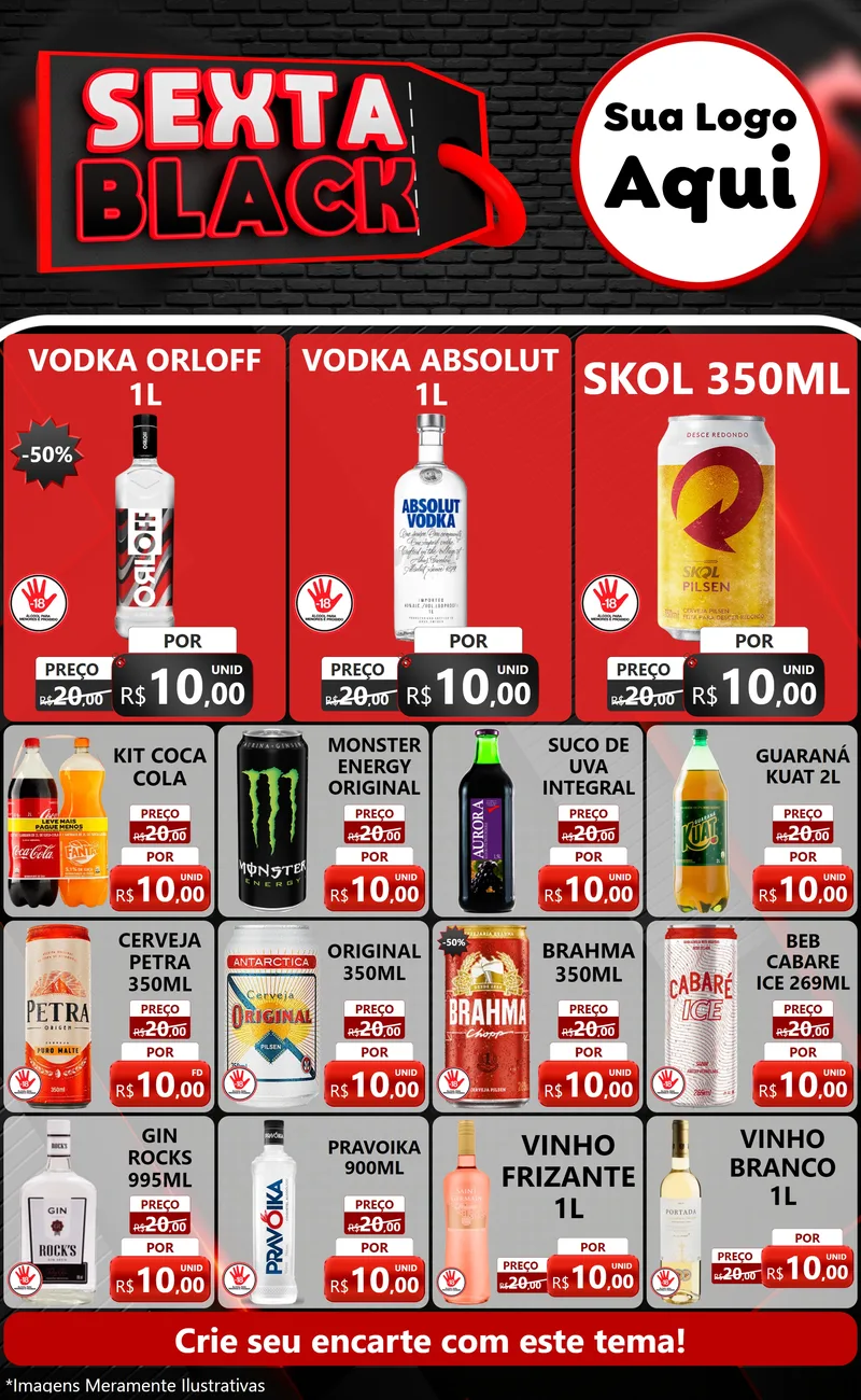 Modelo de Encarte para Encarte Grande com o tema Sexta Black para Distribuidora de bebidas
