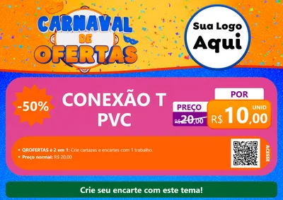 Modelo de Cartaz para Cartaz A4 Horizontal com o tema Carnaval de Ofertas para Tubos e conexões