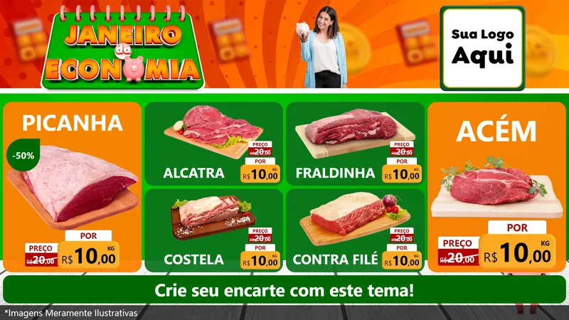 Modelo de TV para TV Horizontal com o tema Janeiro da Economia para Açougue