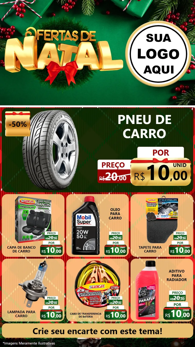 Modelo de Rede Social para Stories com o tema Ofertas de Natal para Auto peças