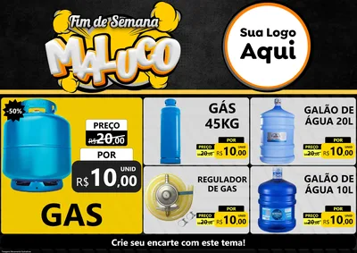 Modelo de Encarte para Encarte A4 Horizontal com o tema Fim de Semana Maluco para Água e gás