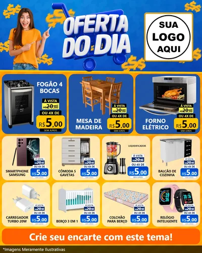 Modelo de Rede Social para Feed Instagram com o tema Oferta do Dia para Móveis e Eletro