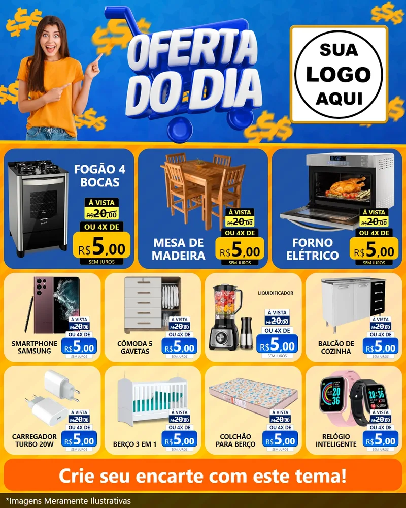 Modelo de Rede Social para Feed Instagram com o tema Oferta do Dia para Móveis e Eletro
