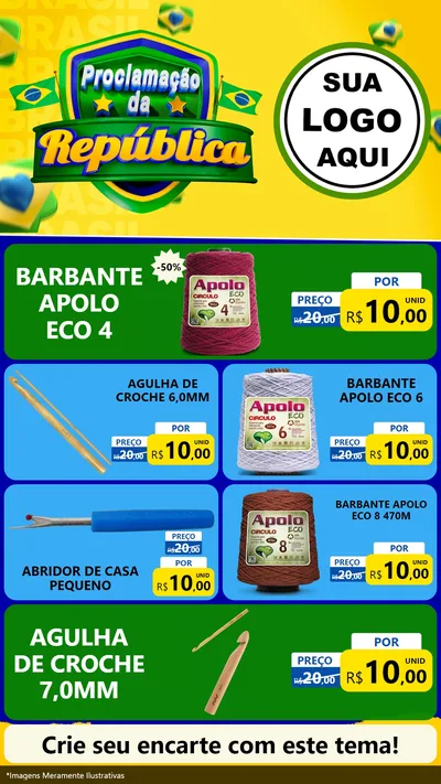 Modelo de TV para TV Vertical com o tema Proclamação da República para Armarinho e Aviamentos