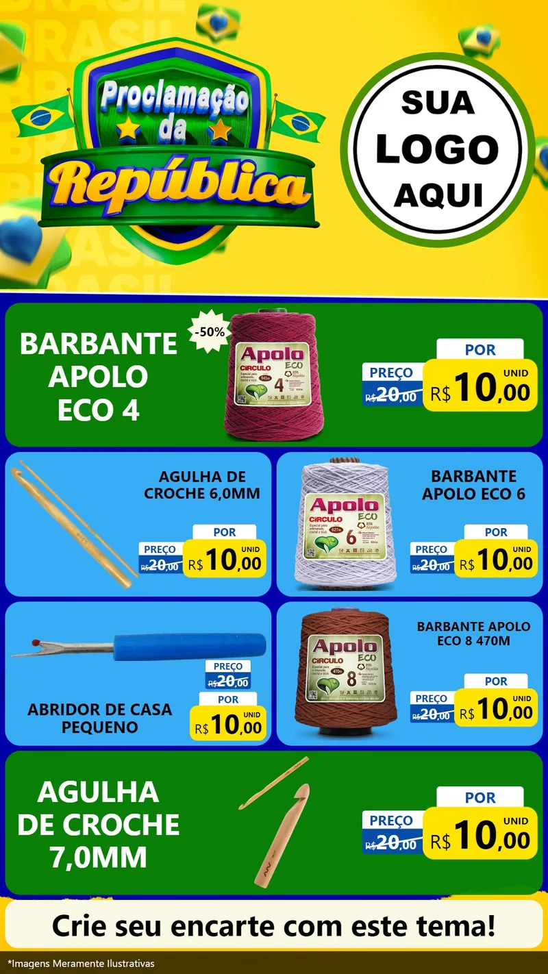 Modelo de TV para TV Vertical com o tema Proclamação da República para Armarinho e Aviamentos