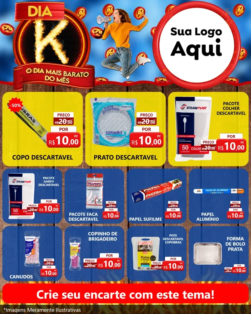 Modelo de Rede Social para Feed Instagram com o tema Dia K - O Dia Mais Barato Do Mês para Embalagens