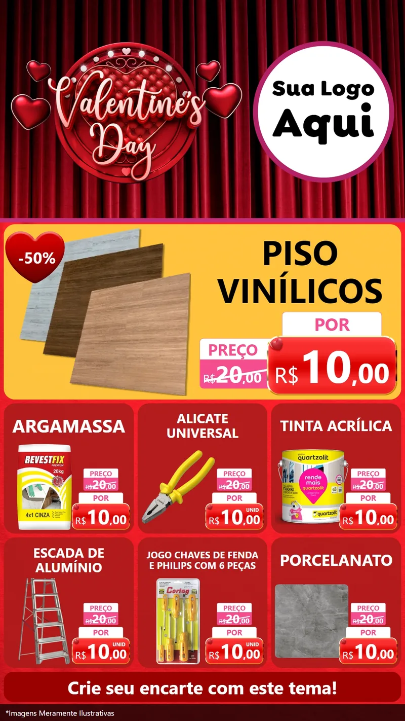 Modelo de Rede Social para Stories com o tema Valentine's Day para Material para Construção