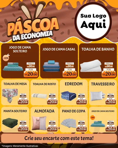 Modelo de Rede Social para Feed Instagram com o tema Páscoa da Economia para Cama, Mesa e Banho