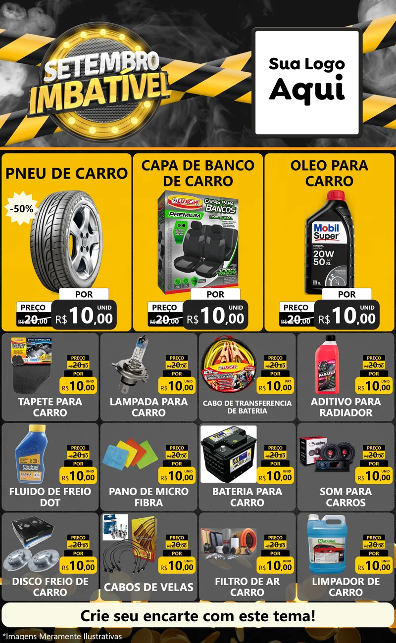Modelo de Encarte para Encarte Grande com o tema Setembro Imbatível para Auto peças
