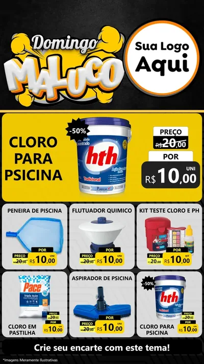 Modelo de Rede Social para Stories com o tema Domingo Maluco para Produtos para Piscina